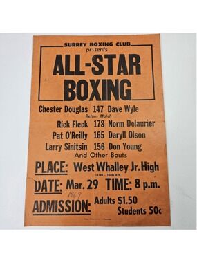 1969 Surrey Boxing Club All-Star Boxing Poster West Whalley Jr High BC Canada